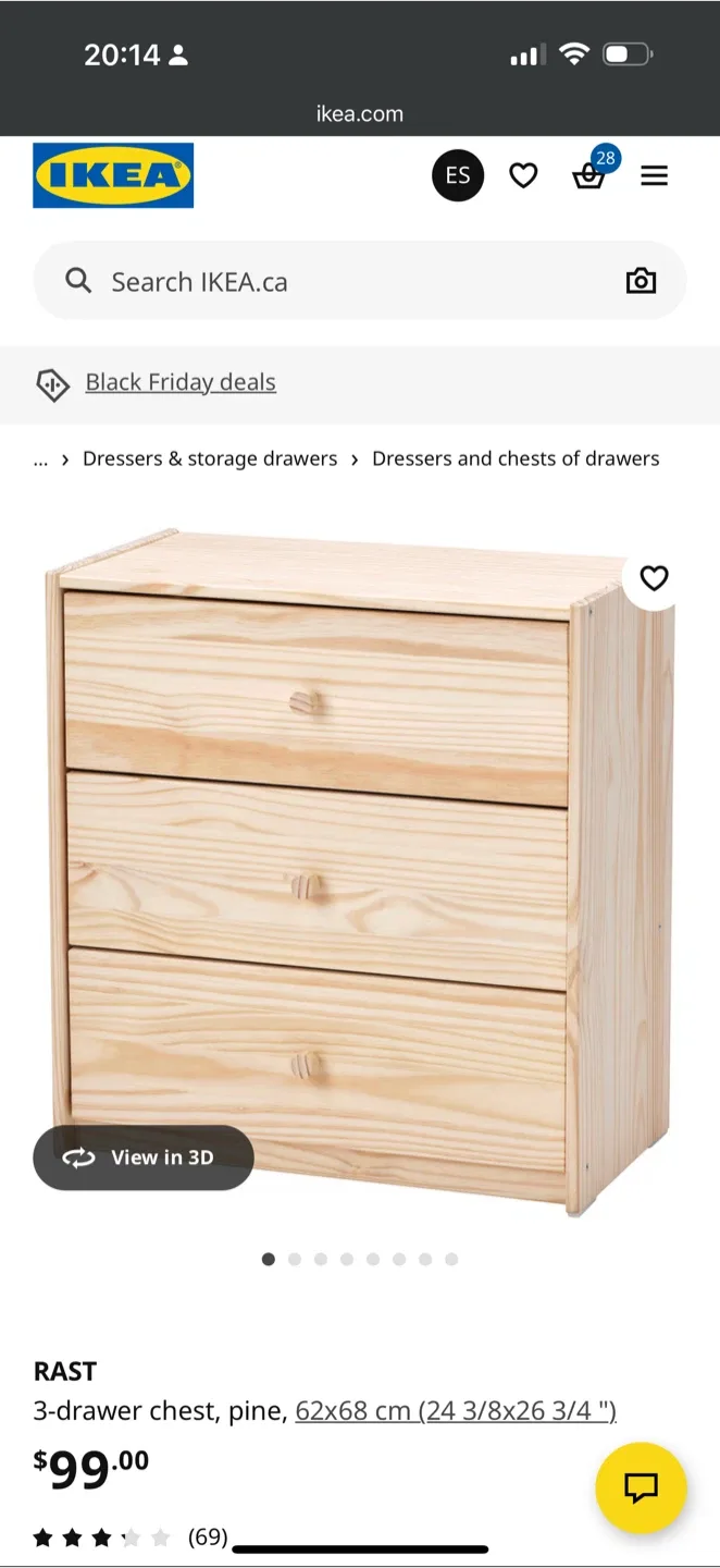 IKEA RAST Black 3-Drawer Chest image indicator(5)