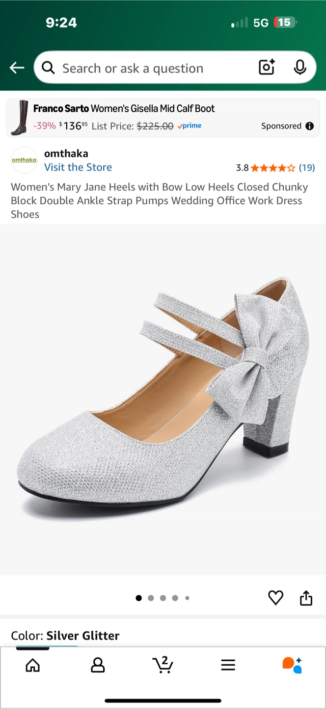Omthaka Women's Silver Glitter Heels - Size 10 - photo 5