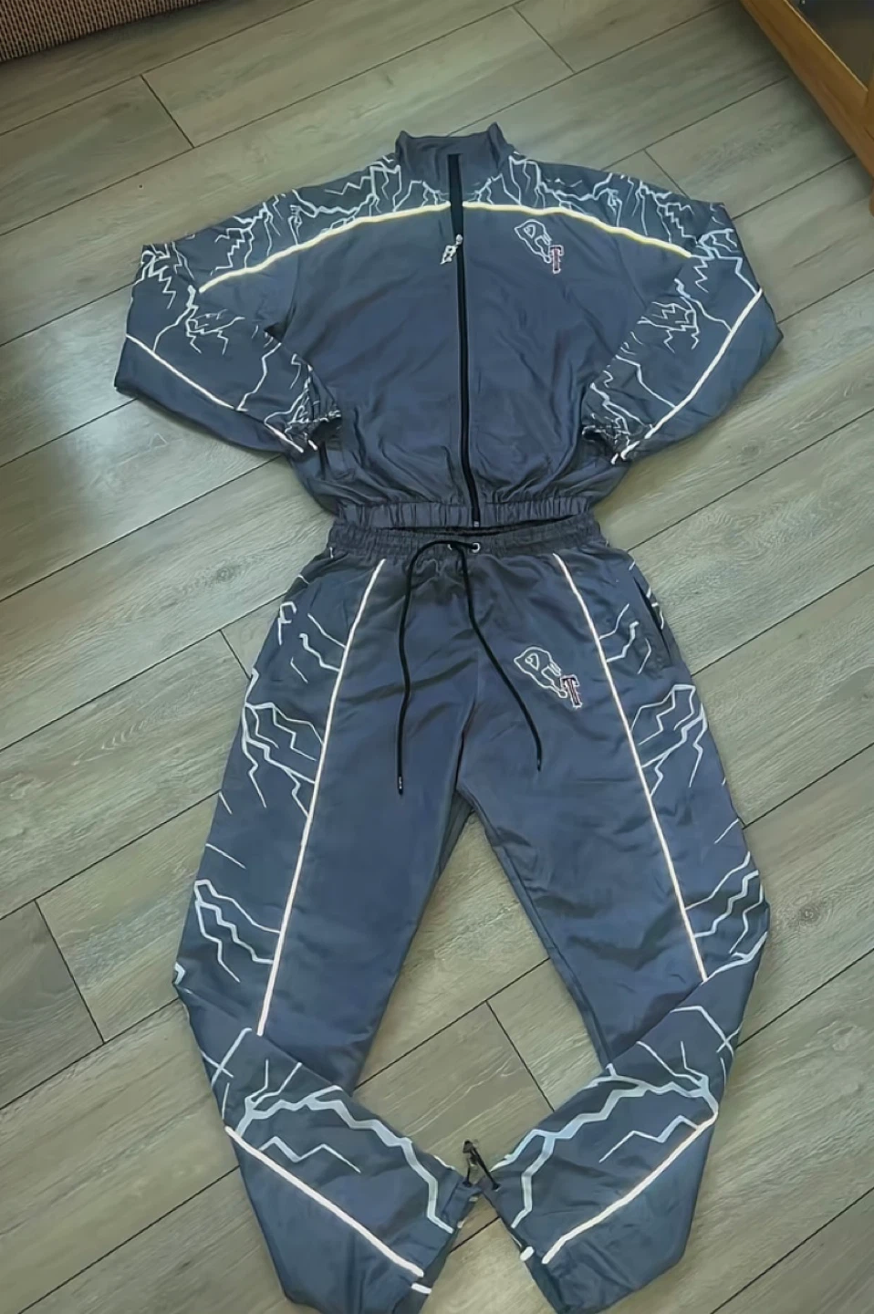 P T Grey Tracksuit with Lightning Design