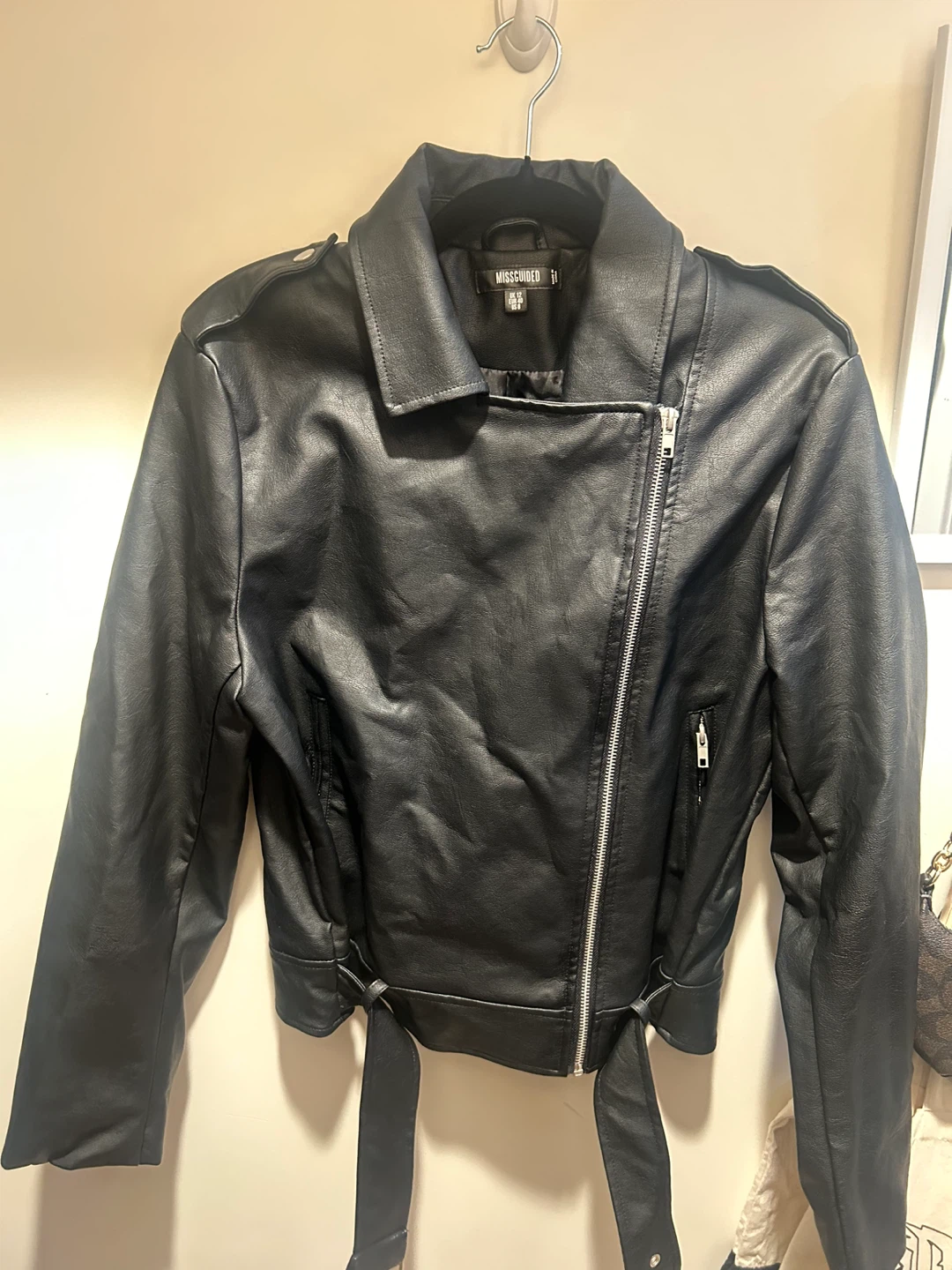 Missguided Black Faux Leather Biker Jacket