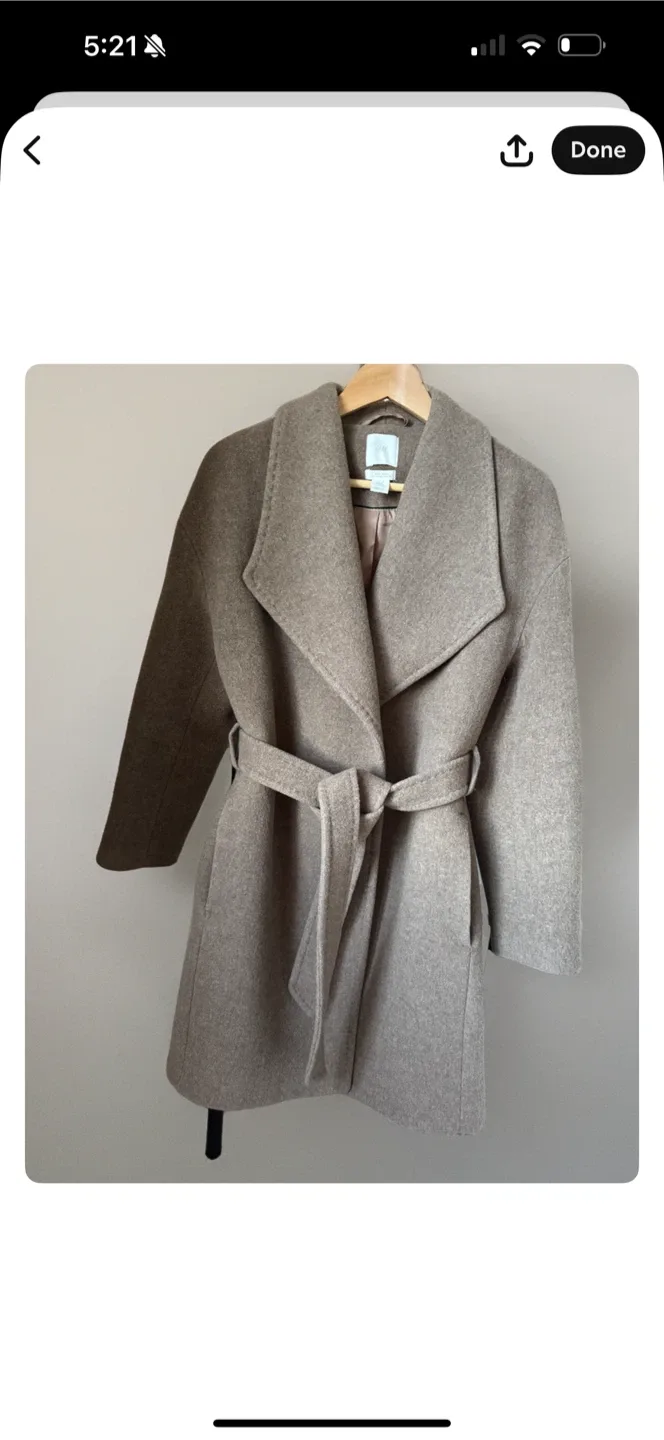 H&M Beige Belted Coat-XS image indicator(2)