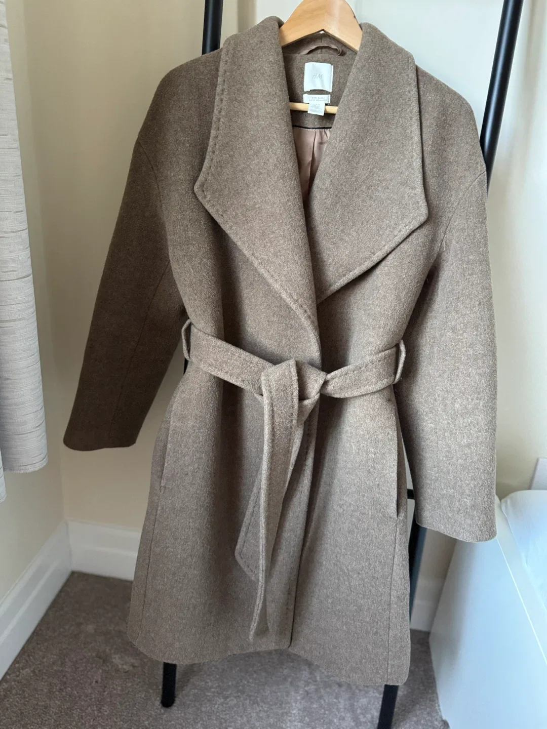 H&M Beige Belted Coat-XS image indicator(3)