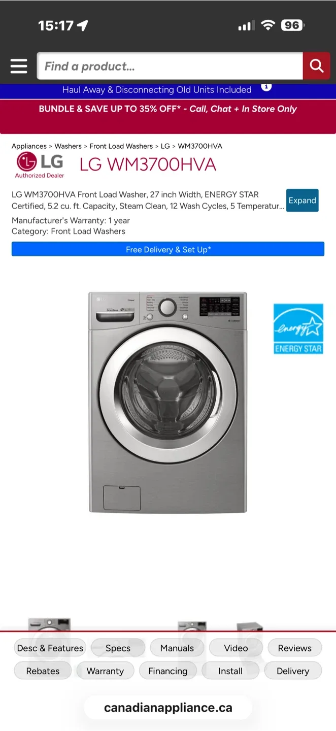 LG WM3700HVA Front Load Washer image indicator(5)