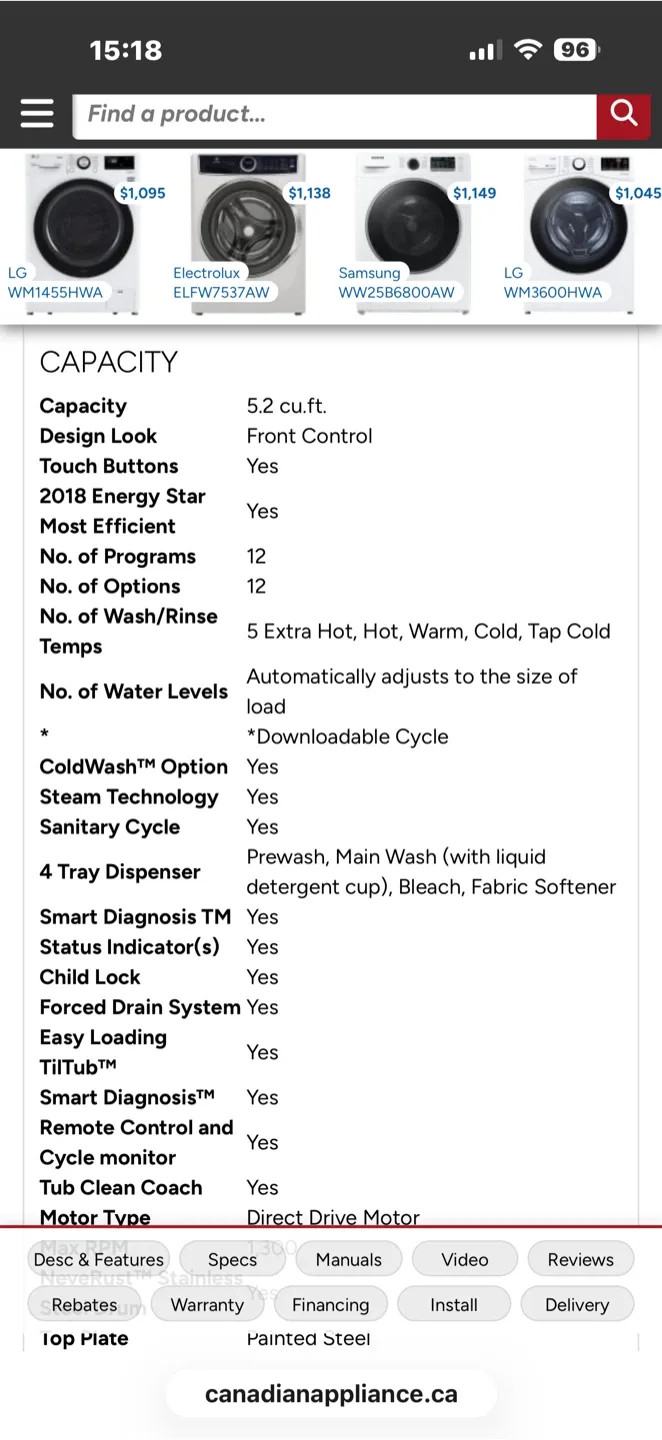 LG WM3700HVA Front Load Washer image indicator(6)