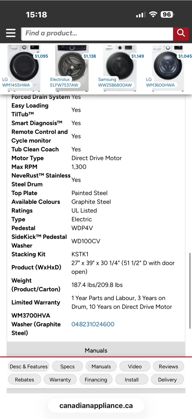 LG WM3700HVA Front Load Washer image indicator(7)