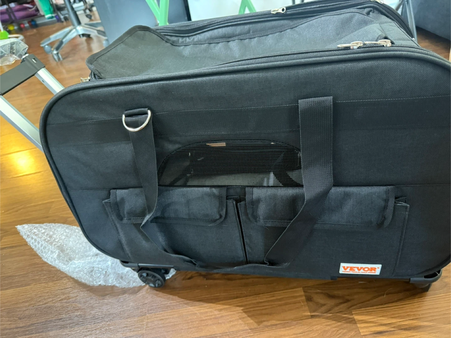 VEVOR Rolling Pet Carrier - Black LARGE