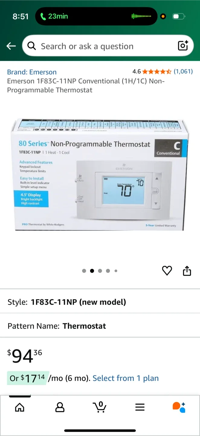 Emerson 1F83C-11NP Non-Programmable Thermostat image indicator(4)