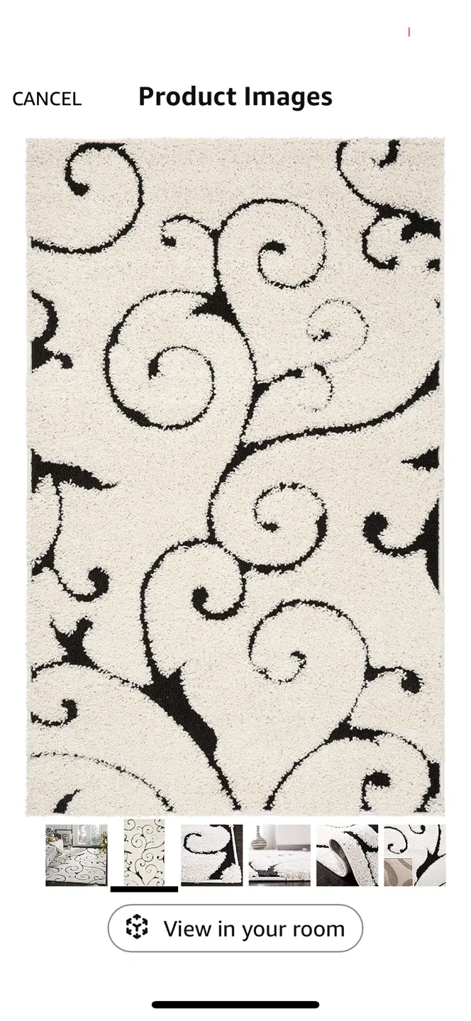 Ivory & Black Shag Area Rug image indicator(2)