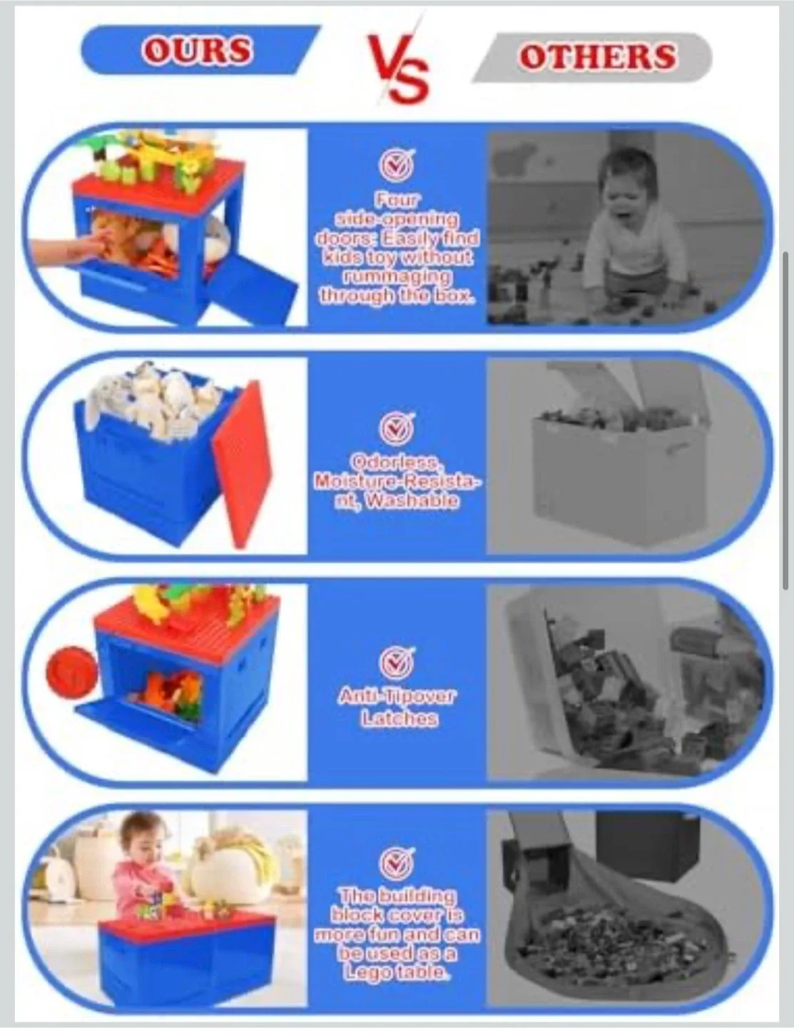 Collapsible Storage Box with Building Baseplate Lid image indicator(6)