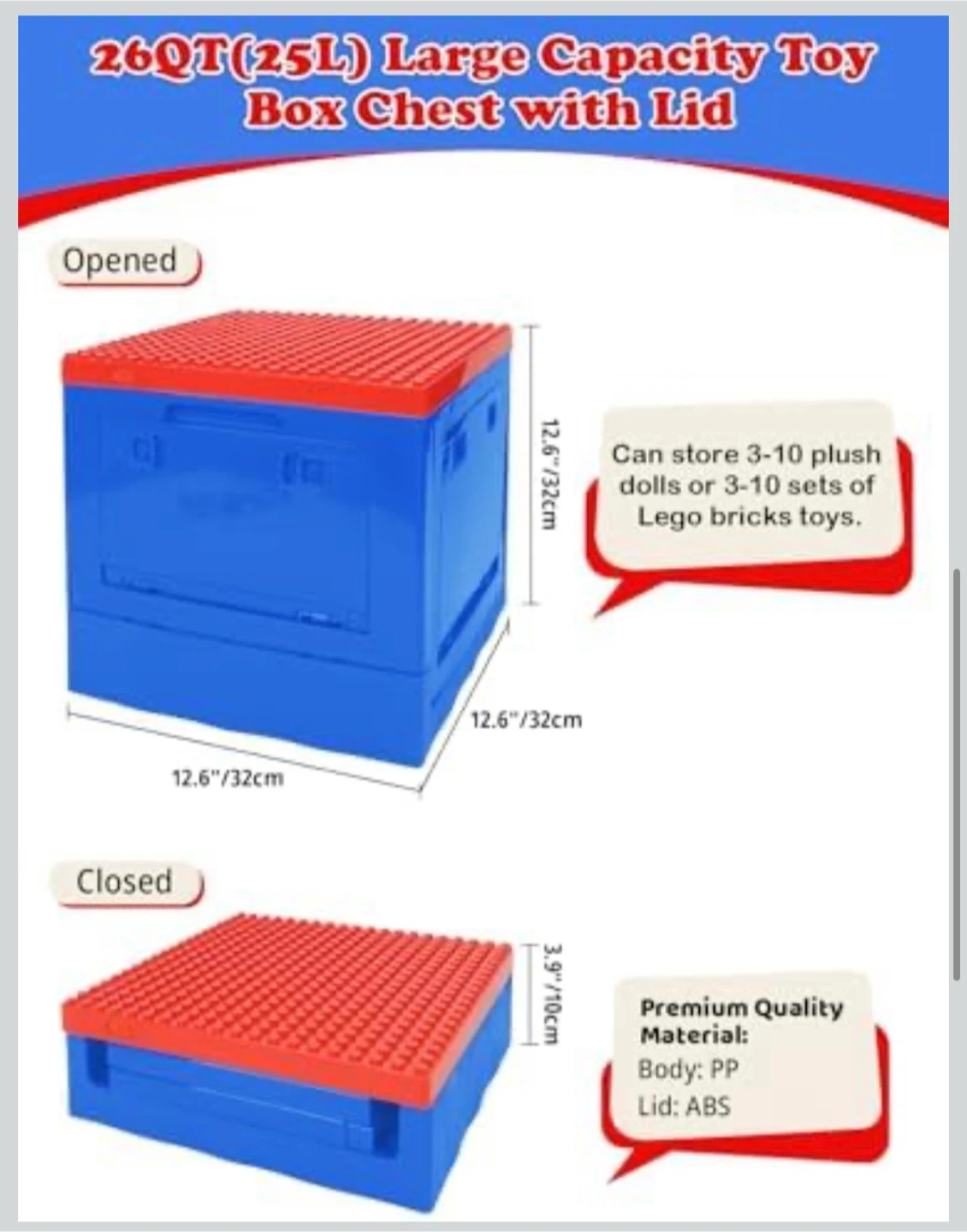 Collapsible Storage Box with Building Baseplate Lid - photo 5