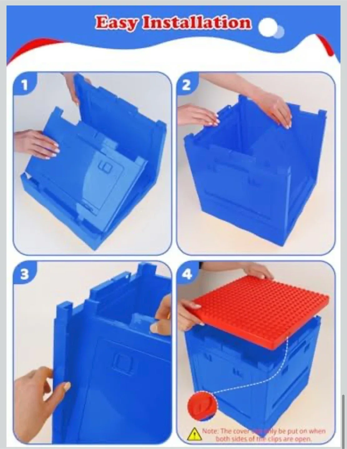 Collapsible Storage Box with Building Baseplate Lid image indicator(8)