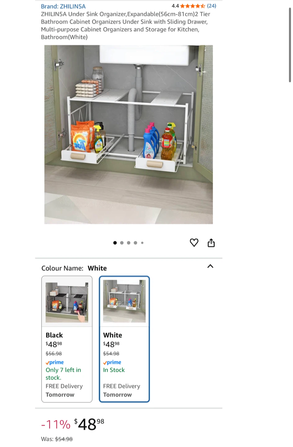 ZHILIN5A Under Sink Organizer - White - photo 3