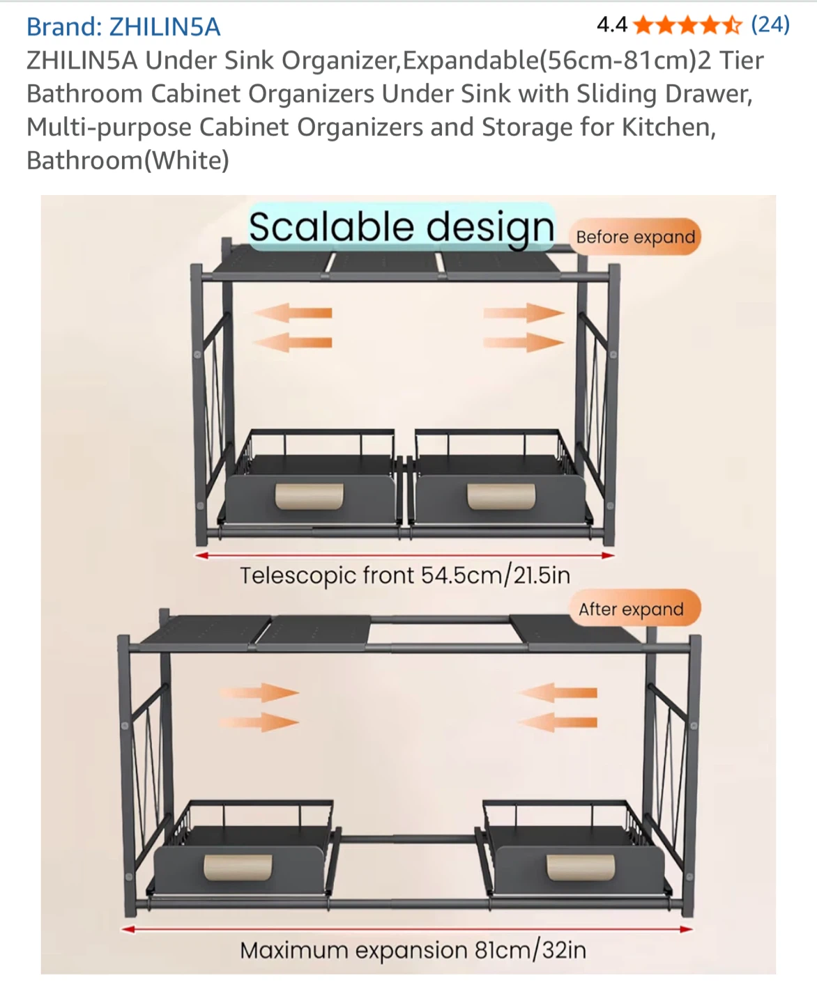 ZHILIN5A Under Sink Organizer - White - photo 5