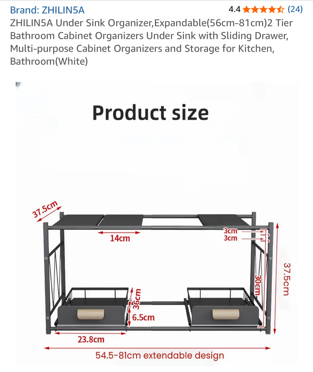 ZHILIN5A Under Sink Organizer - White - photo 4