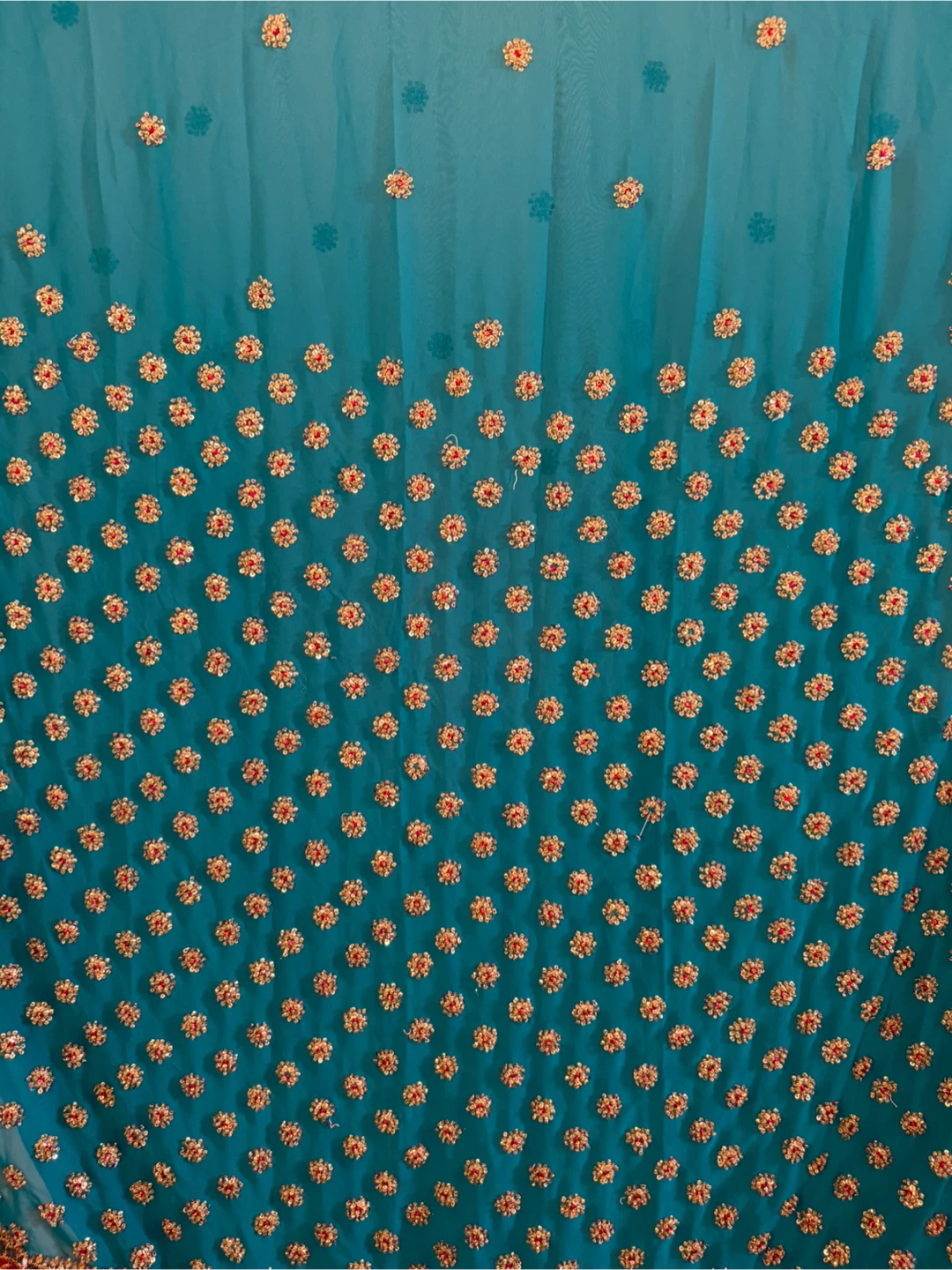 Teal Blue Embellished Saree - photo 2