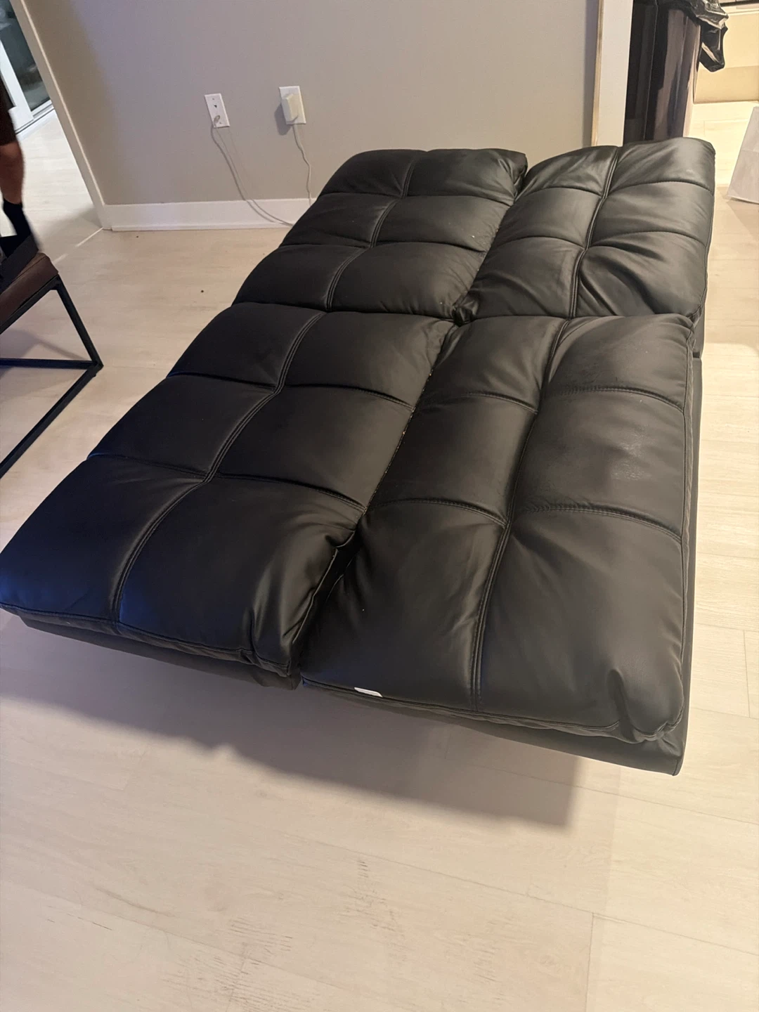 Black Leather Futon Sofa Bed - photo 3