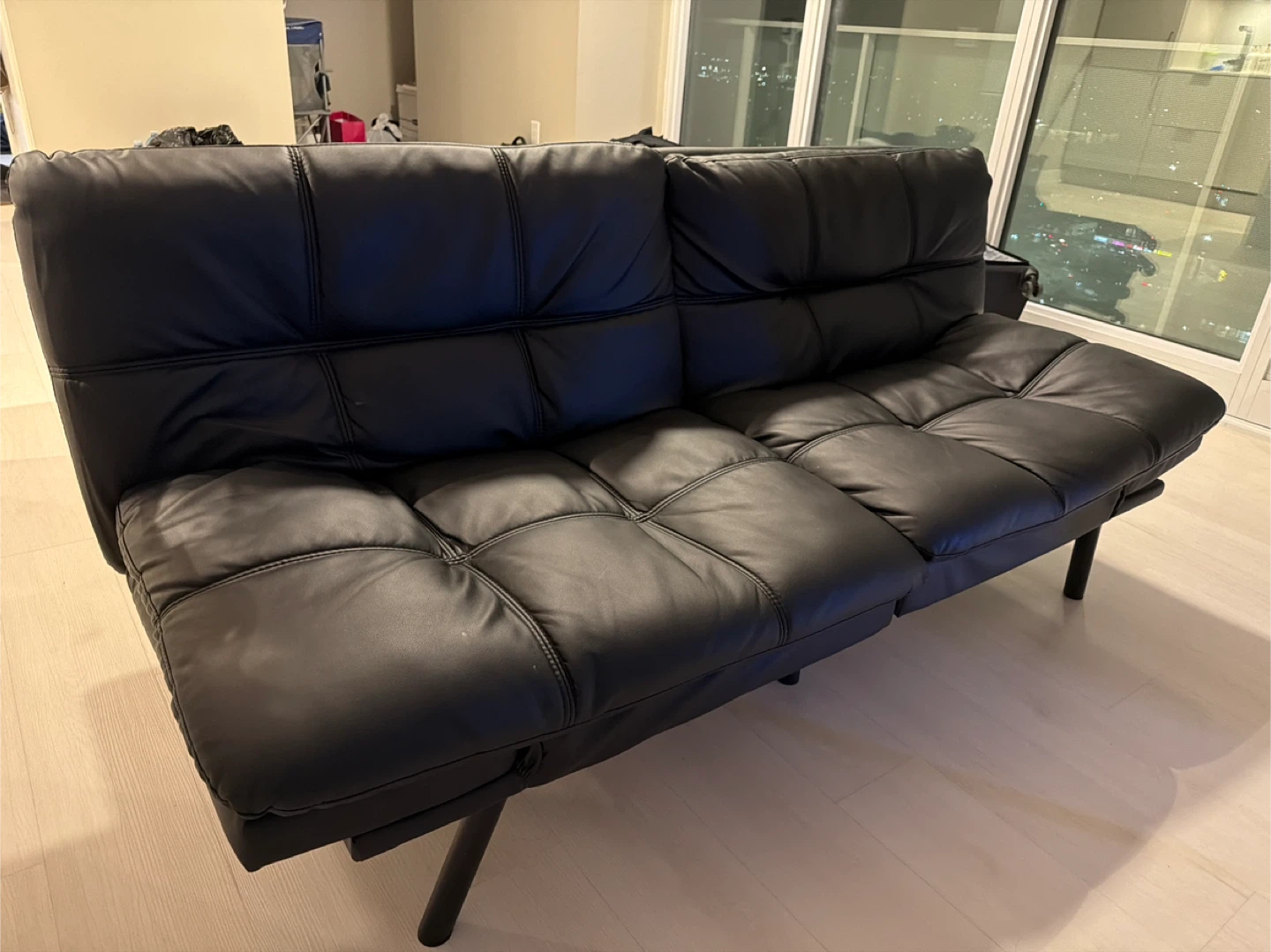 Black Leather Futon Sofa Bed