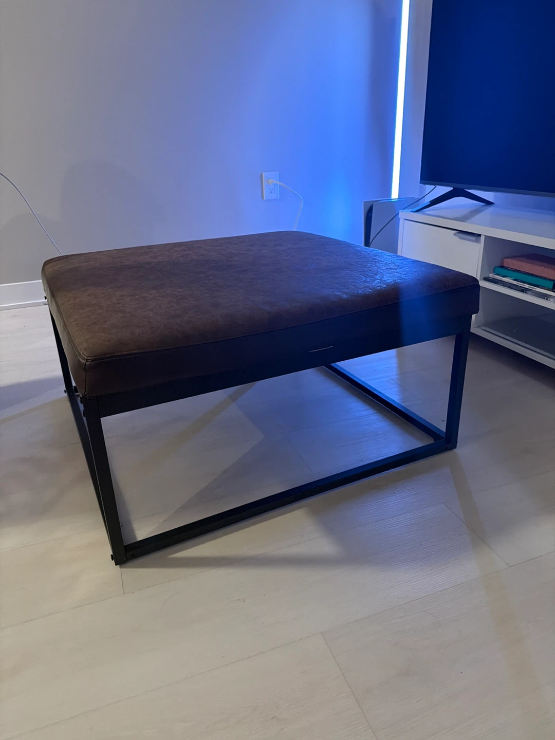 Brown Ottoman with Black Metal Frame - photo 2
