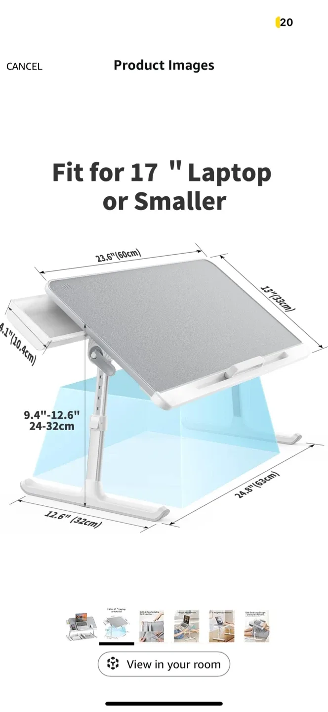 SAIJI Laptop Bed Tray Desk - Grey image indicator(2)