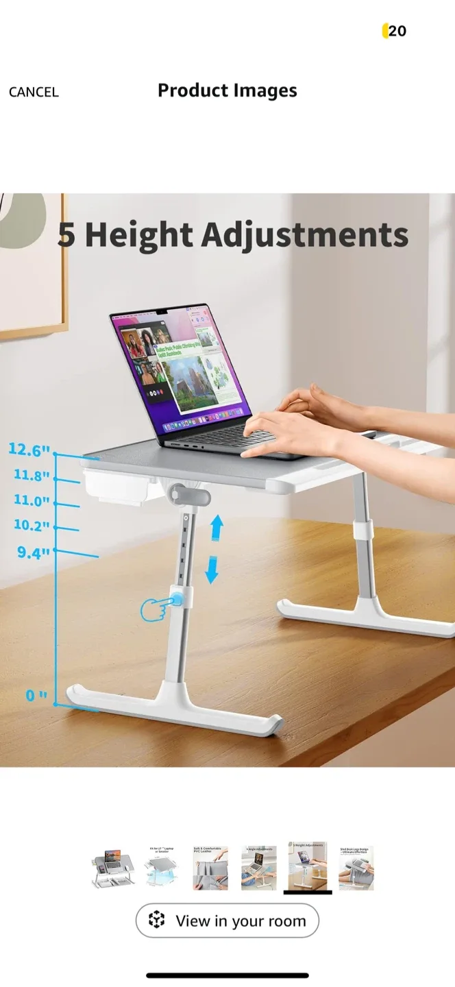 SAIJI Laptop Bed Tray Desk - Grey image indicator(4)