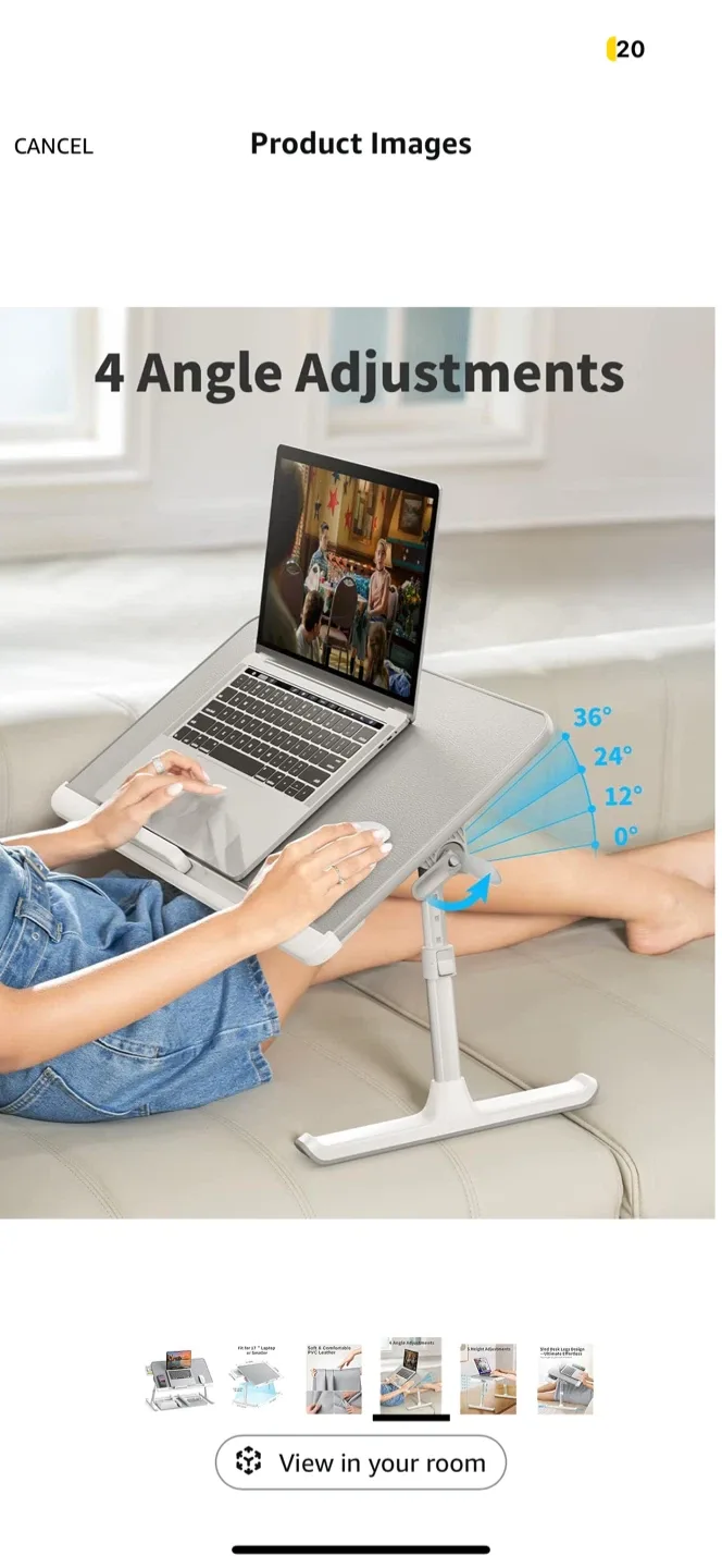 SAIJI Laptop Bed Tray Desk - Grey image indicator(3)