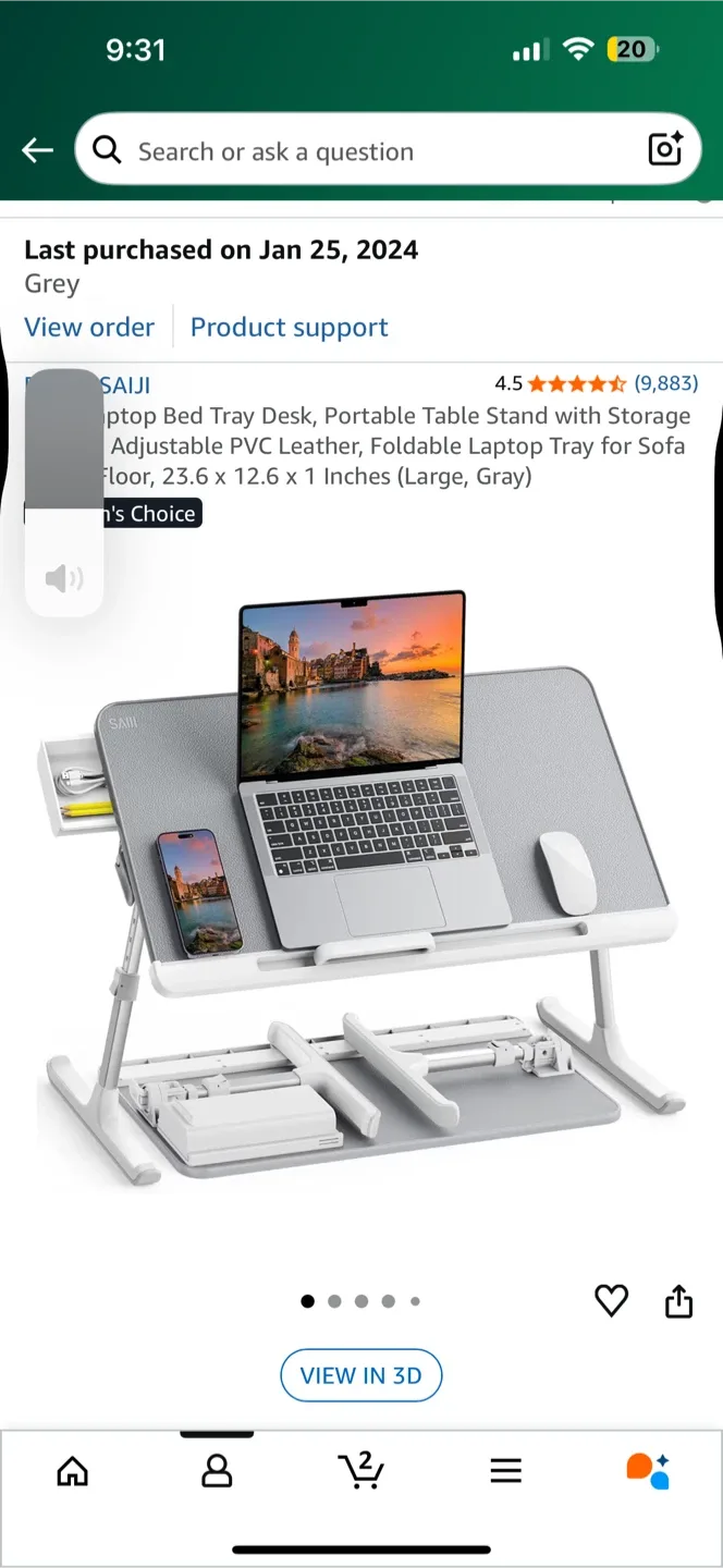 SAIJI Laptop Bed Tray Desk - Grey