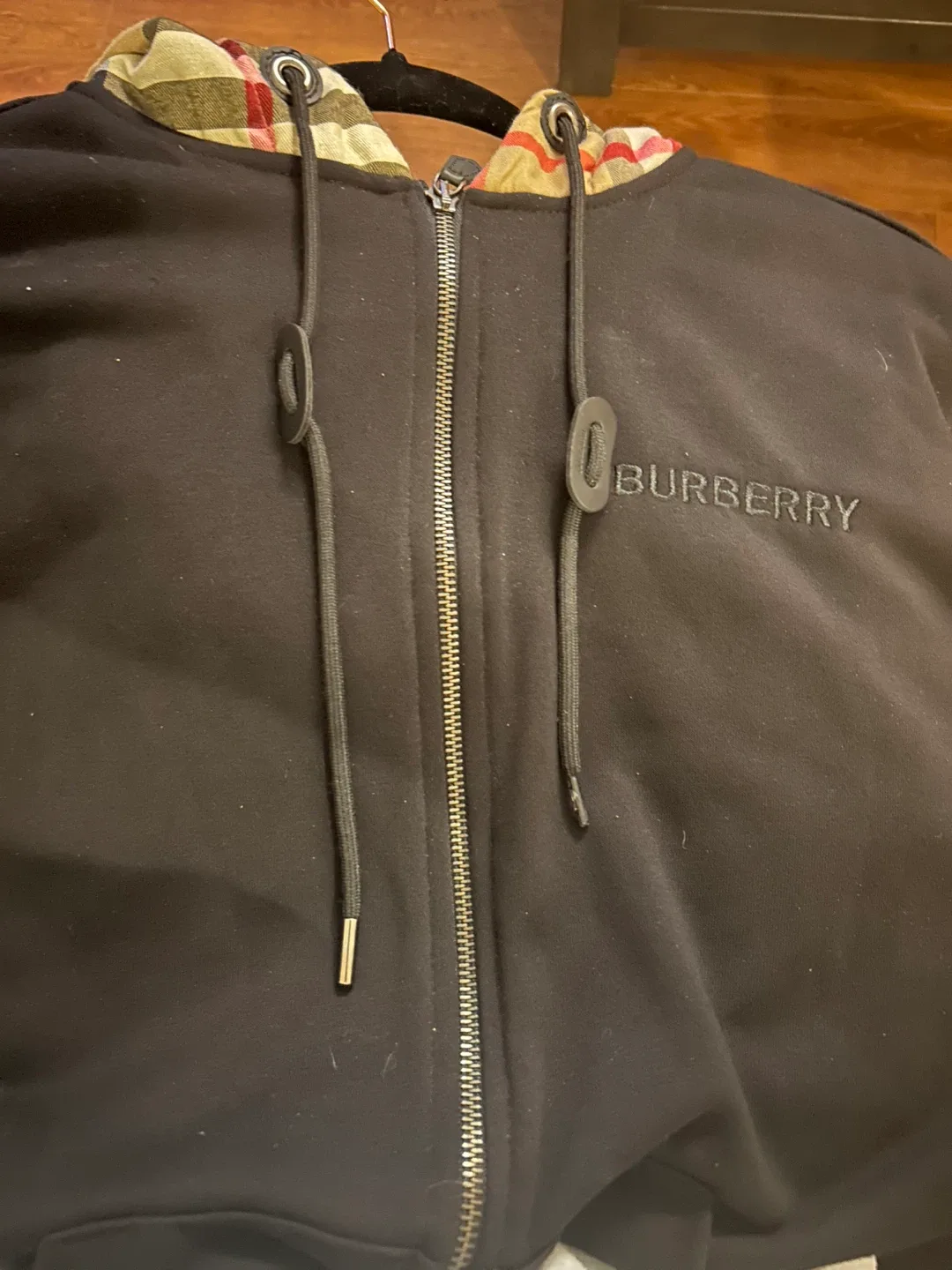 Burberry check-pattern zip-up hoodie image indicator(6)