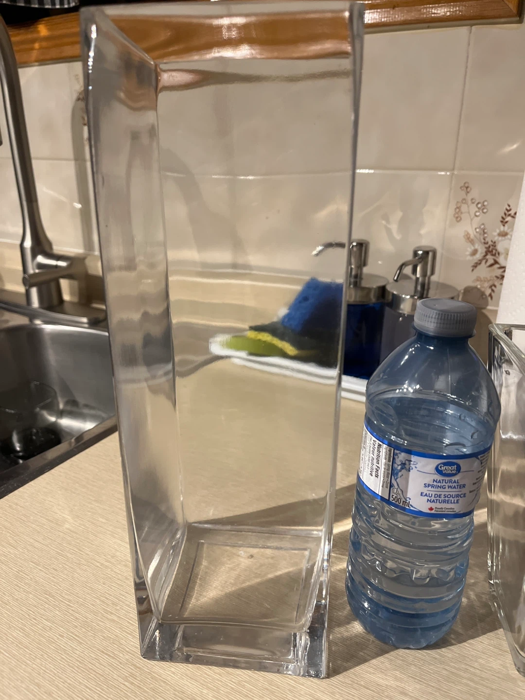 Clear Glass Square Vase - photo 2