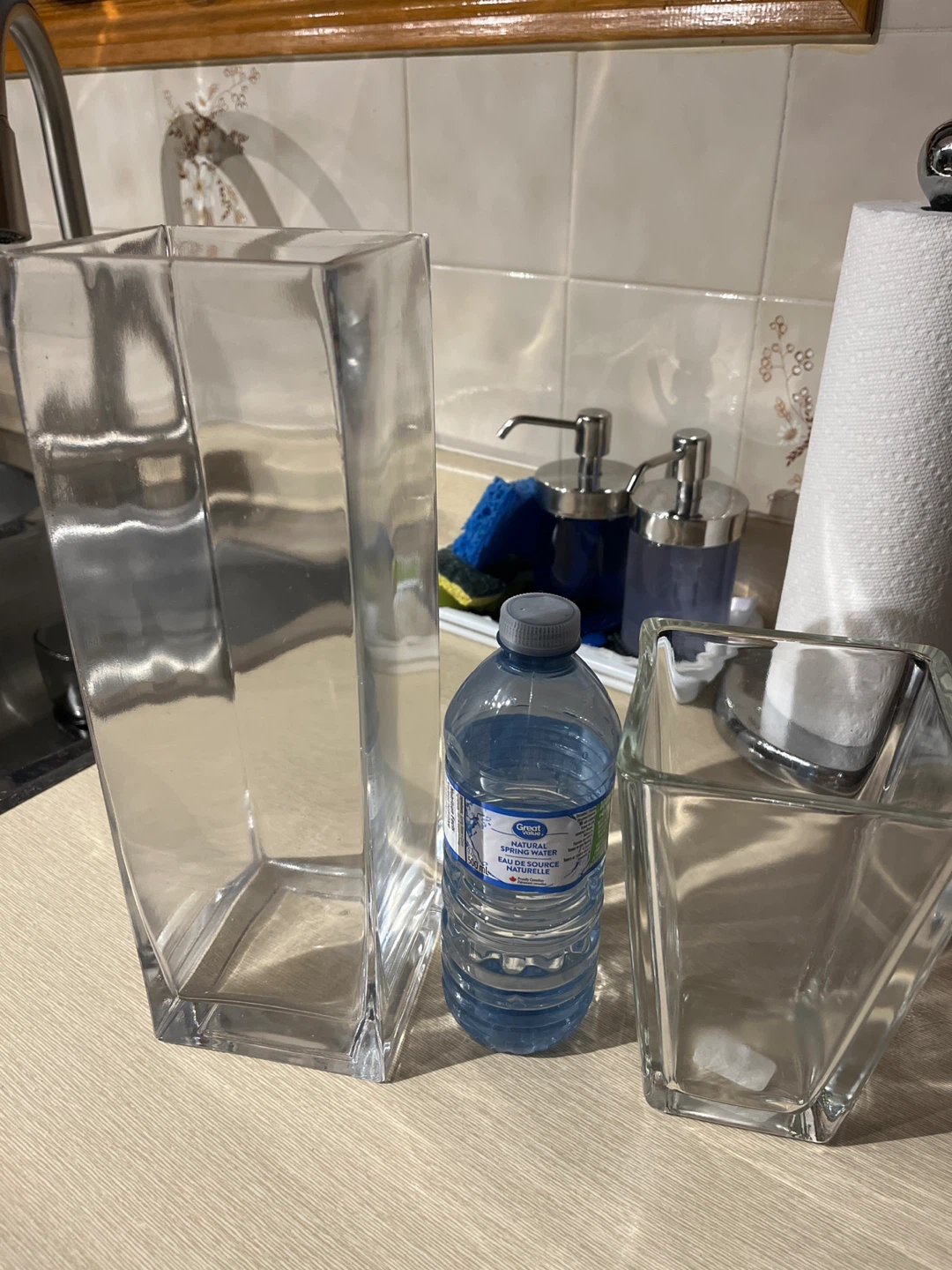 Clear Glass Square Vase