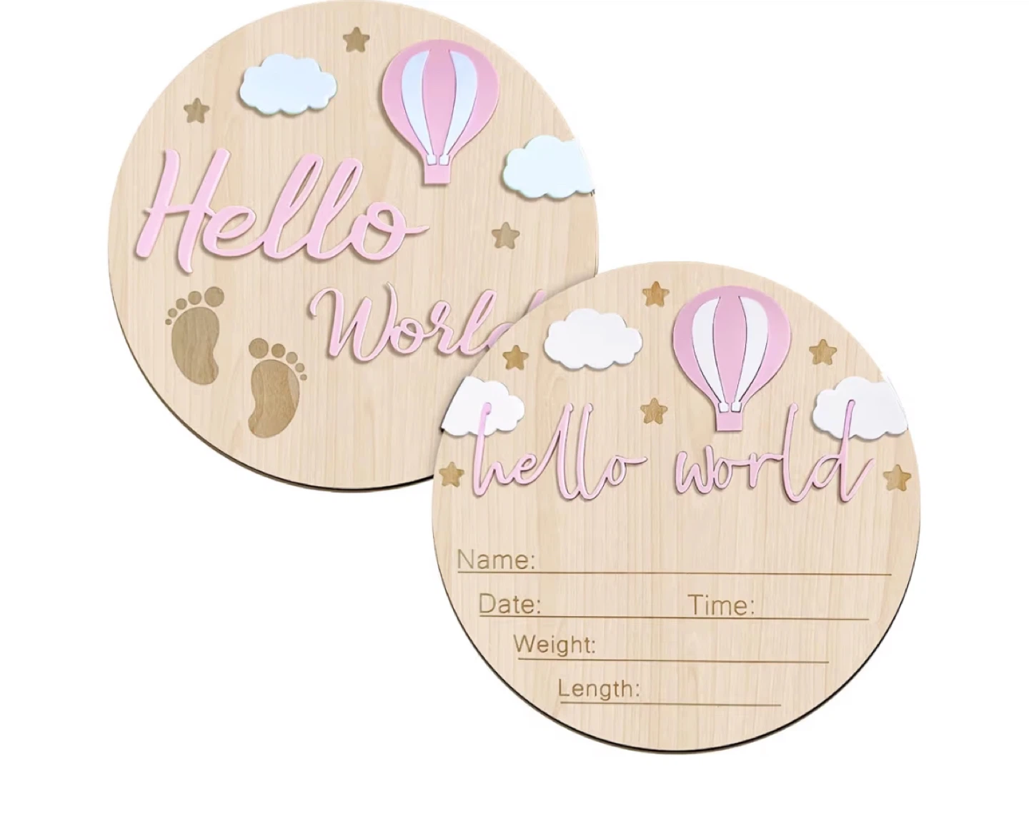 Hello World Baby Sign, 5.9 Inch Double-Sided sogn