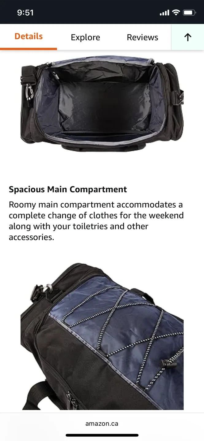 Perry Ellis Black & Blue Duffel Bag image indicator(10)