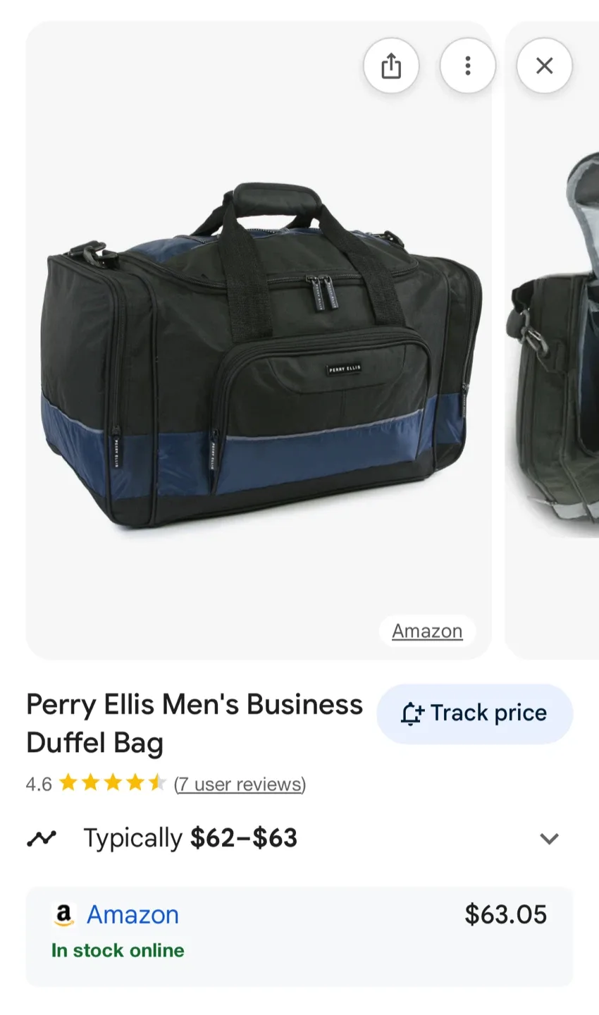 Perry Ellis Black & Blue Duffel Bag image indicator(8)