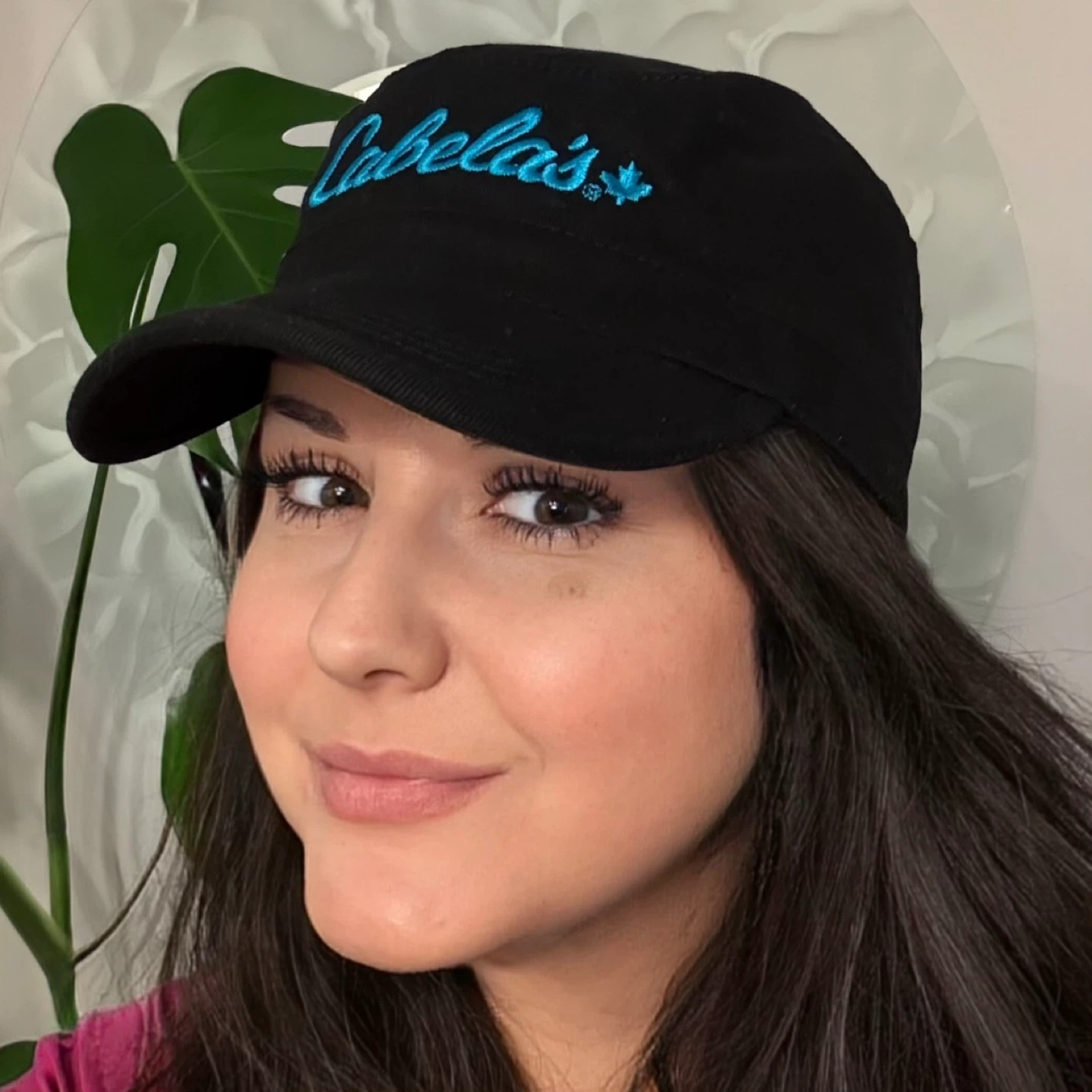 Cabelas Ladies Day Out Black Cadet Army Cap Teal Embroidery Hat