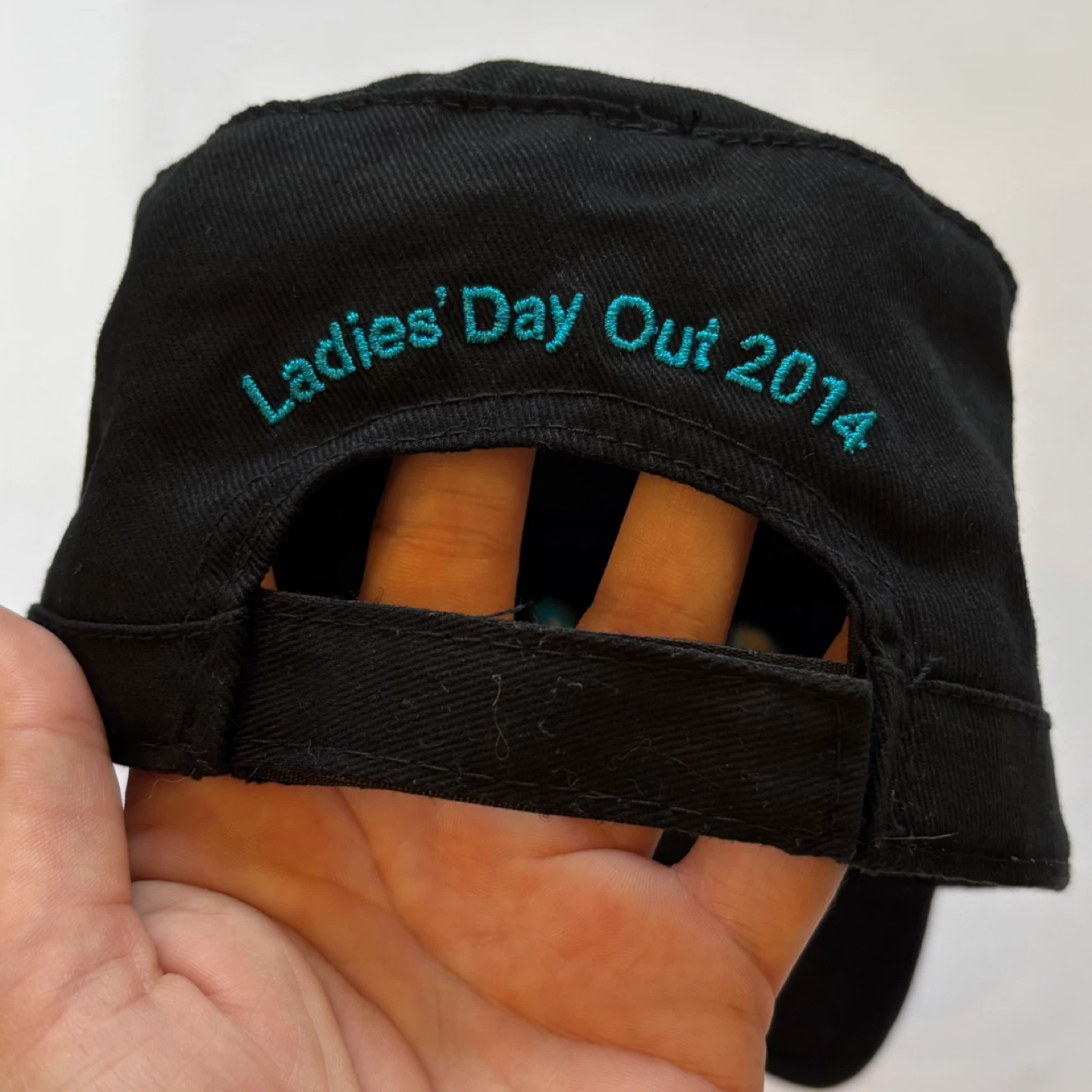 Cabelas Ladies Day Out Black Cadet Army Cap Teal Embroidery Hat - photo 4