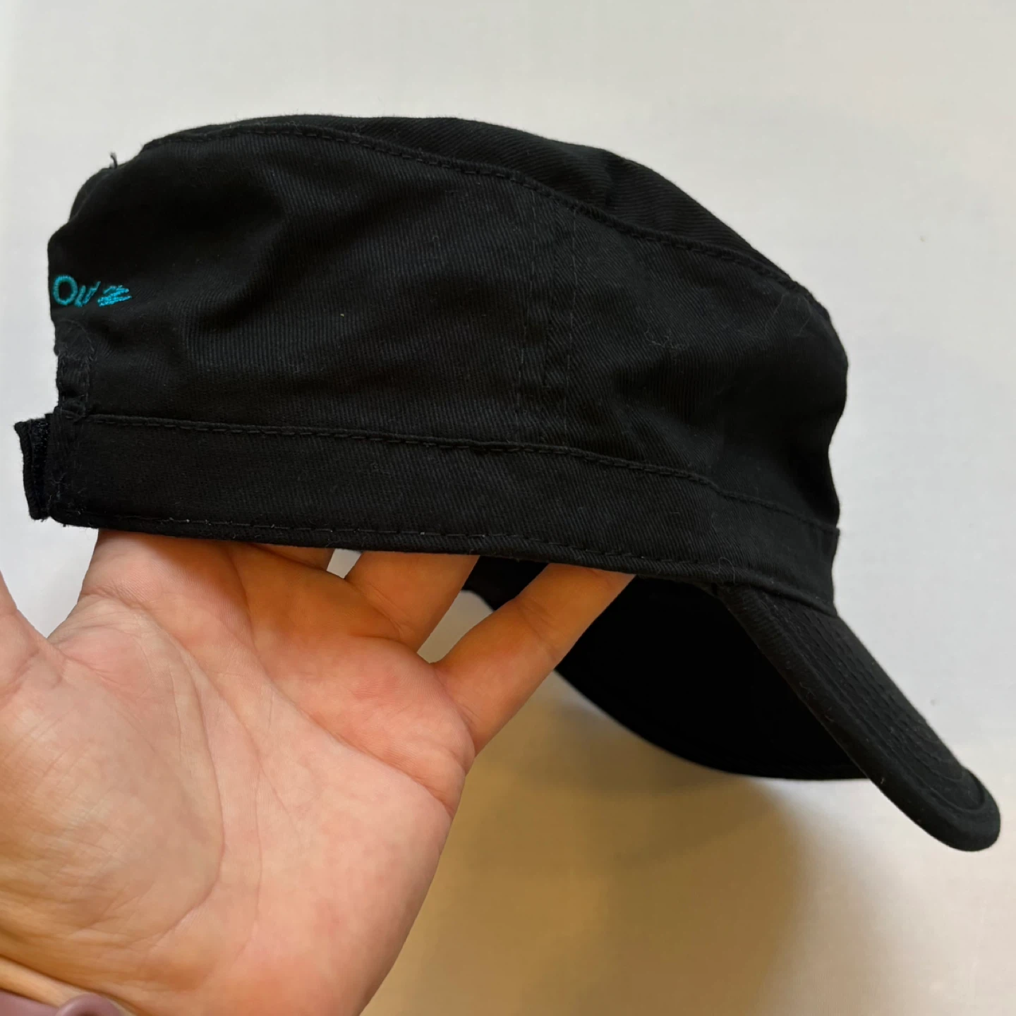 Cabelas Ladies Day Out Black Cadet Army Cap Teal Embroidery Hat - photo 3