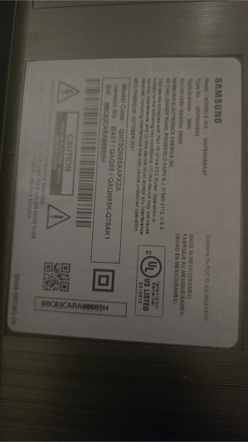 New model Samsung QN75QN85AAF 75" Neo QLED 4K Smart TV