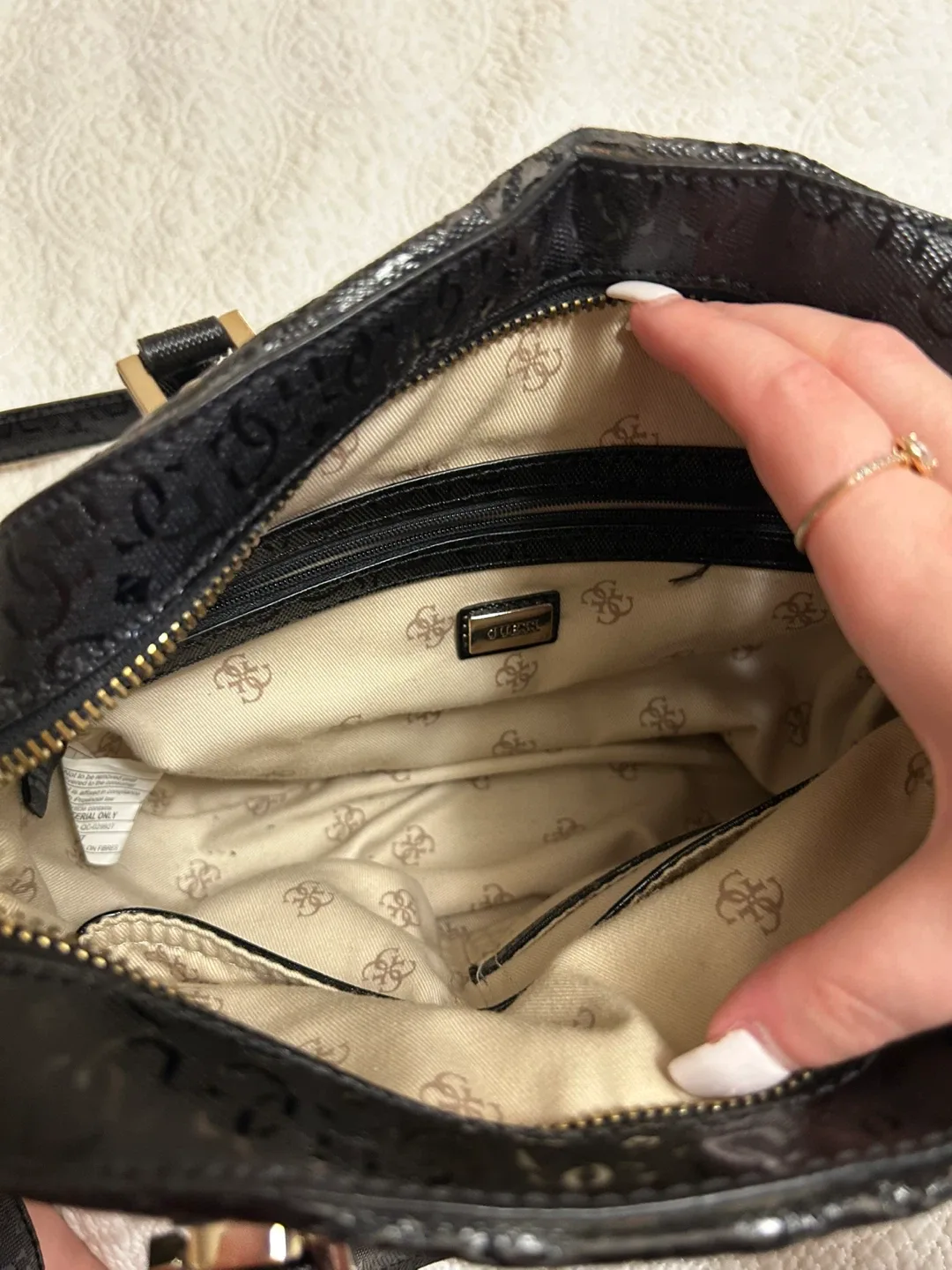 Guess Black Quilted Dome Satchel image indicator(4)