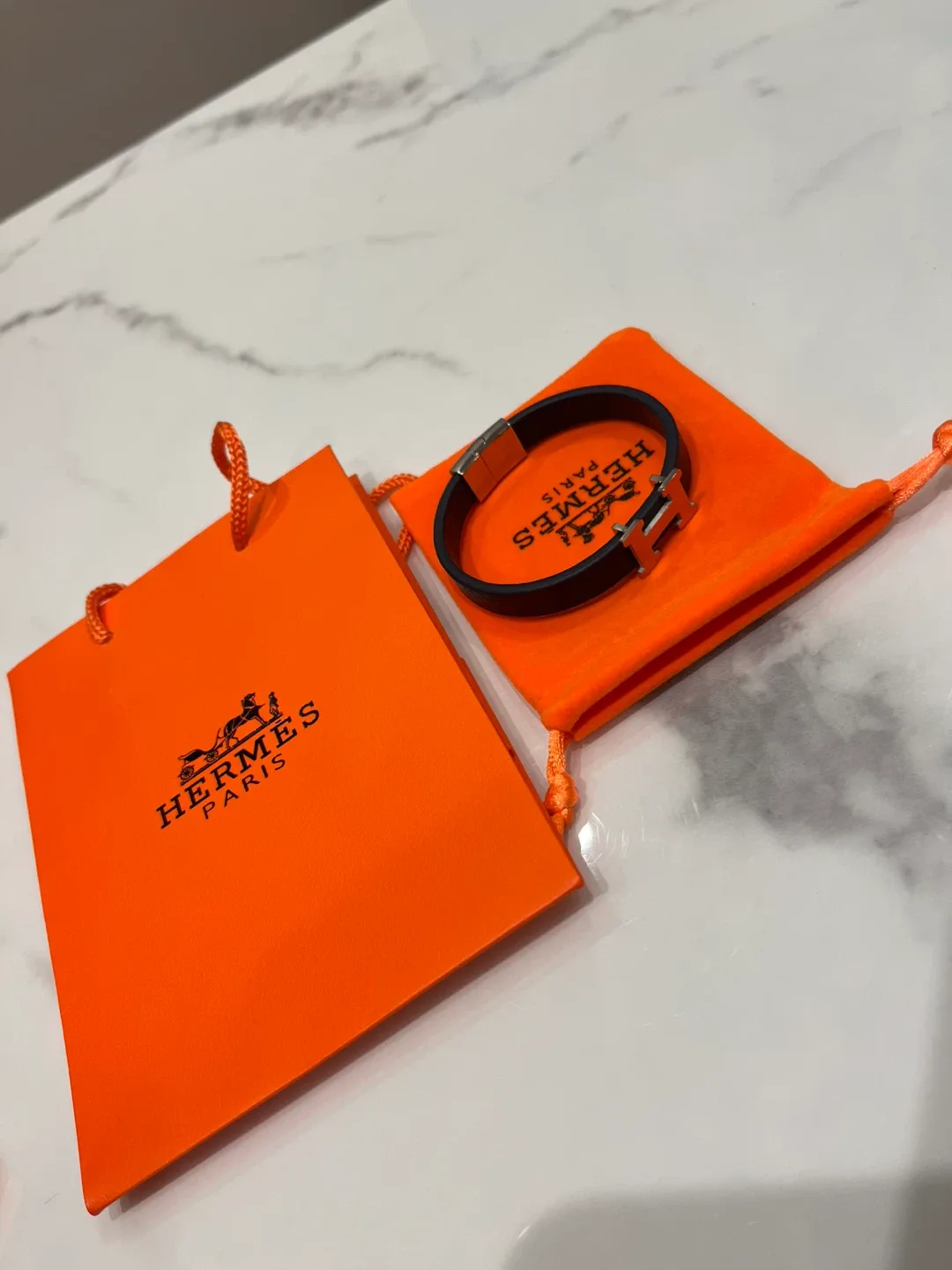 Hermes Black Leather Bracelet image indicator(2)