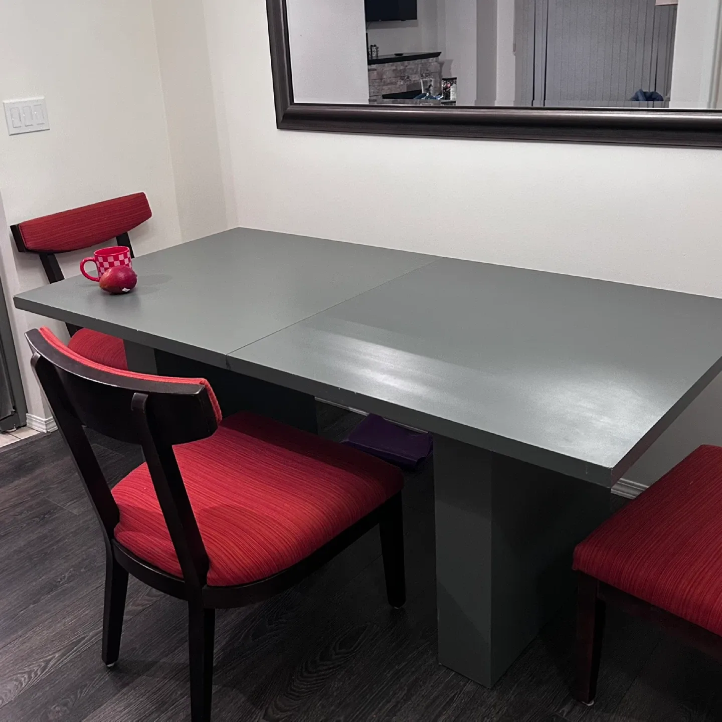Dining Table with 3 Chairs - Grey & Red image indicator(3)