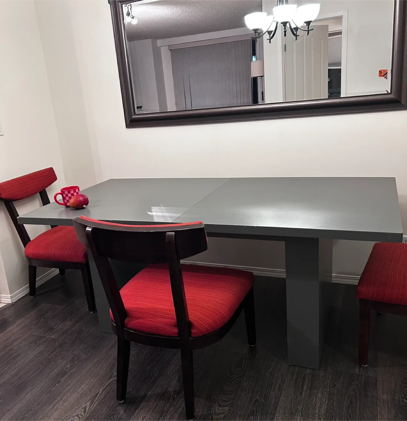 Dining Table with 3 Chairs - Grey & Red image indicator(2)