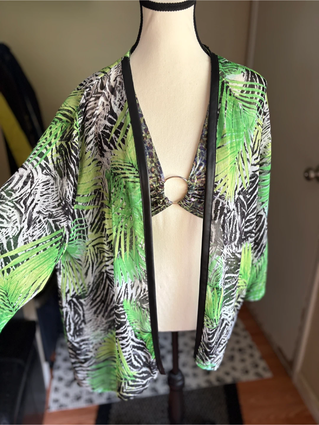 Green Palm Print Cover-Up - photo 5