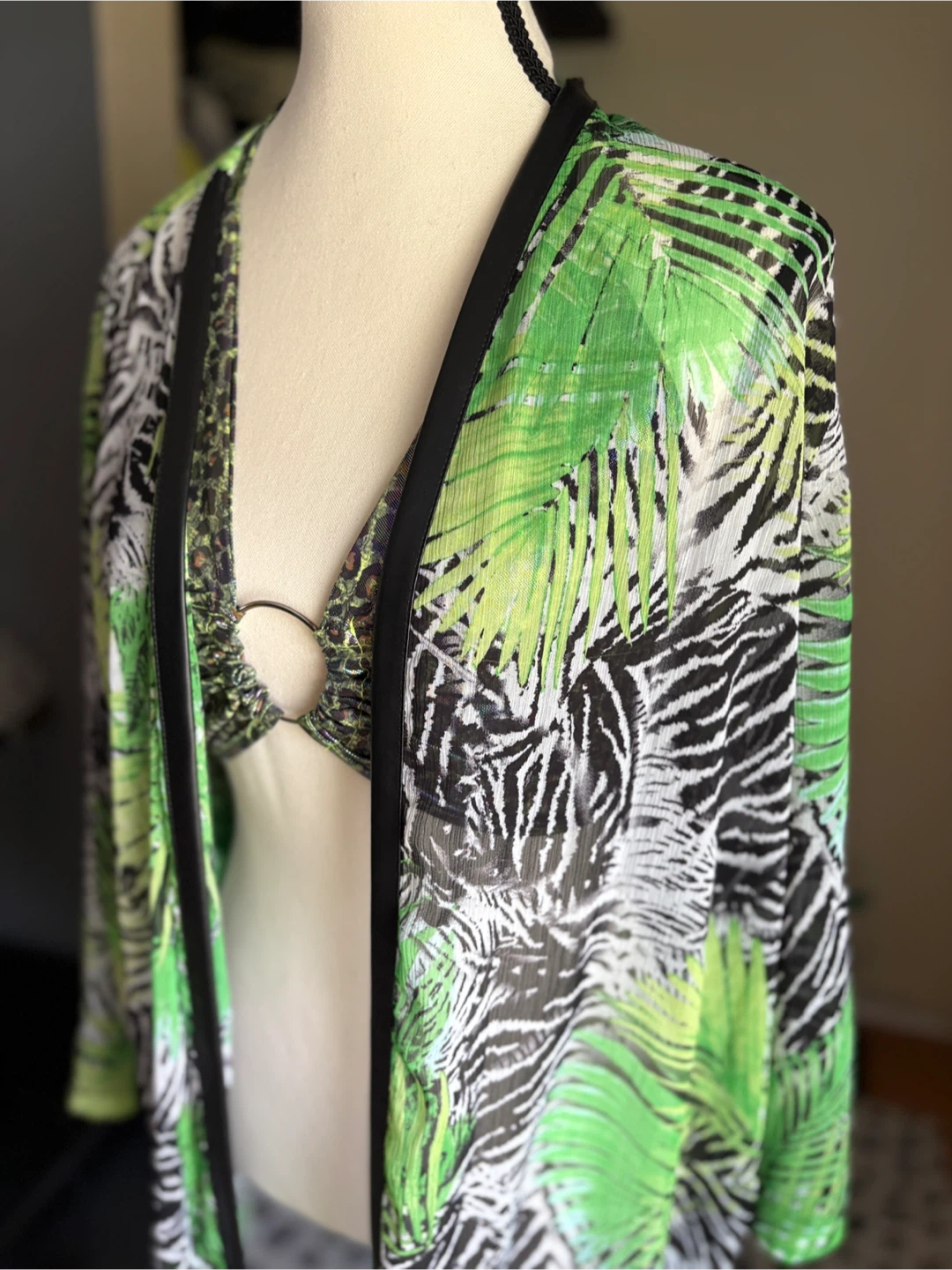 Green Palm Print Cover-Up - photo 3
