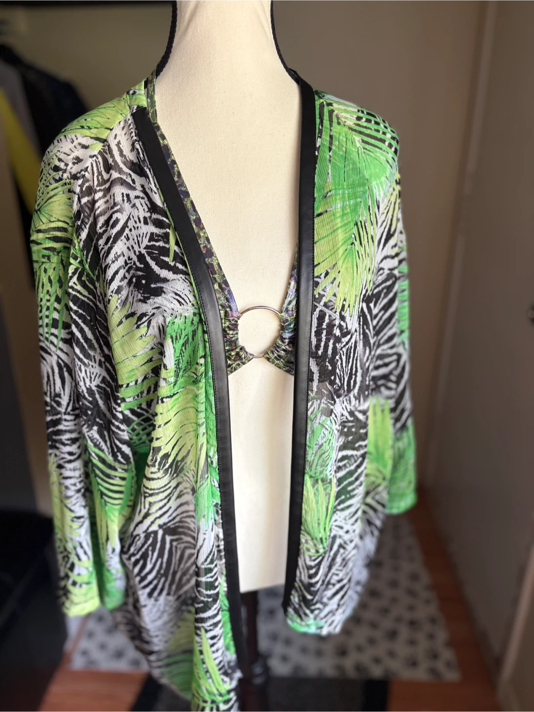 Green Palm Print Cover-Up - photo 2