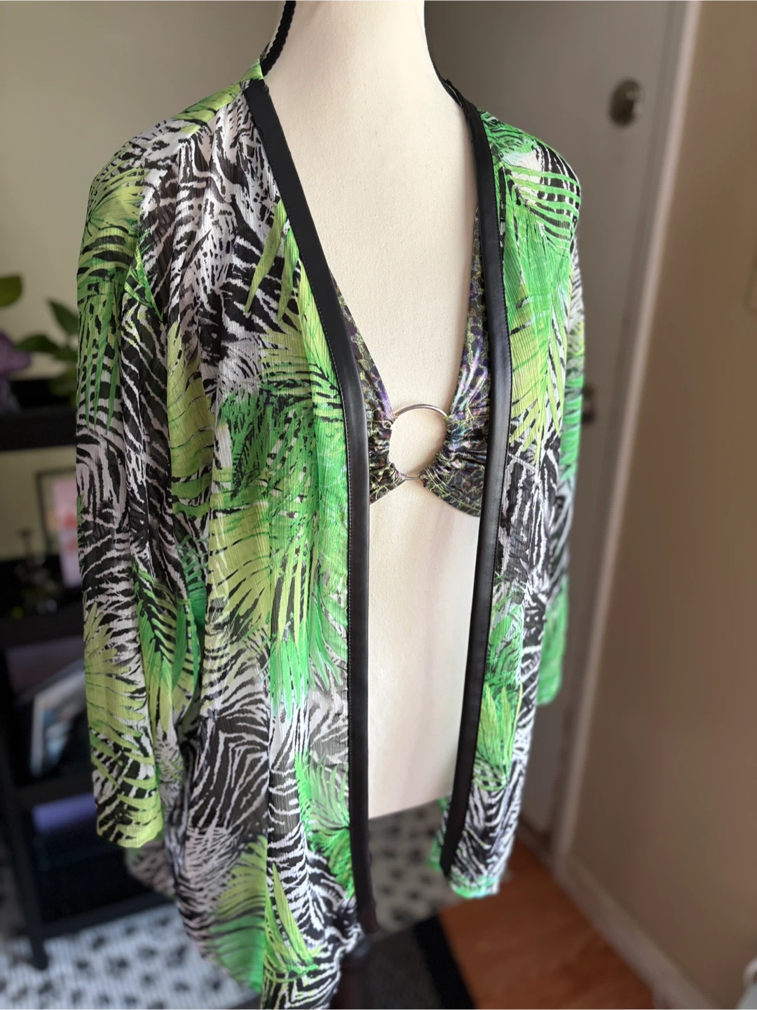 Green Palm Print Cover-Up - photo 4