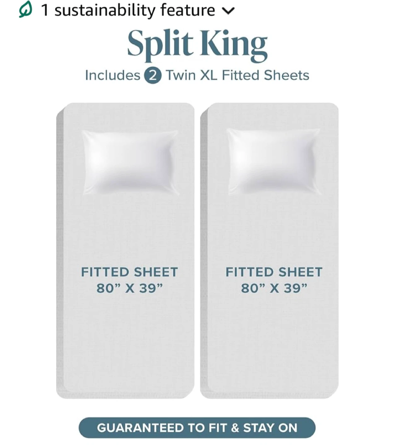 Bare Home Split King Sheet Set - White - photo 2