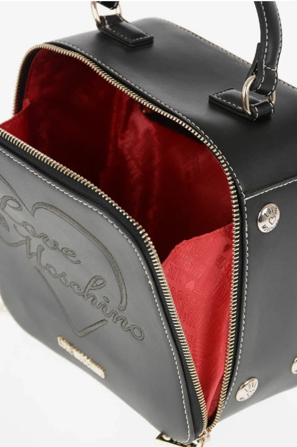 Love Moschino Black Faux Leather Embroidered Shoulder Bag image indicator(5)