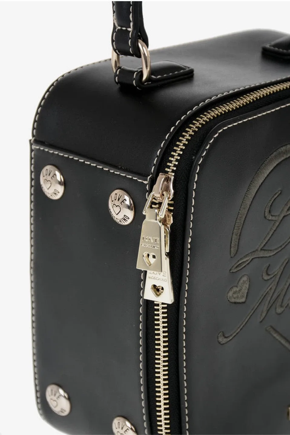 Love Moschino Black Faux Leather Embroidered Shoulder Bag image indicator(2)