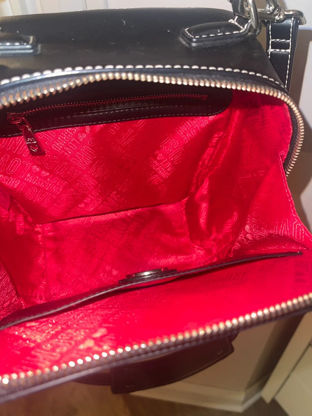 Love Moschino Black Faux Leather Embroidered Shoulder Bag image indicator(9)