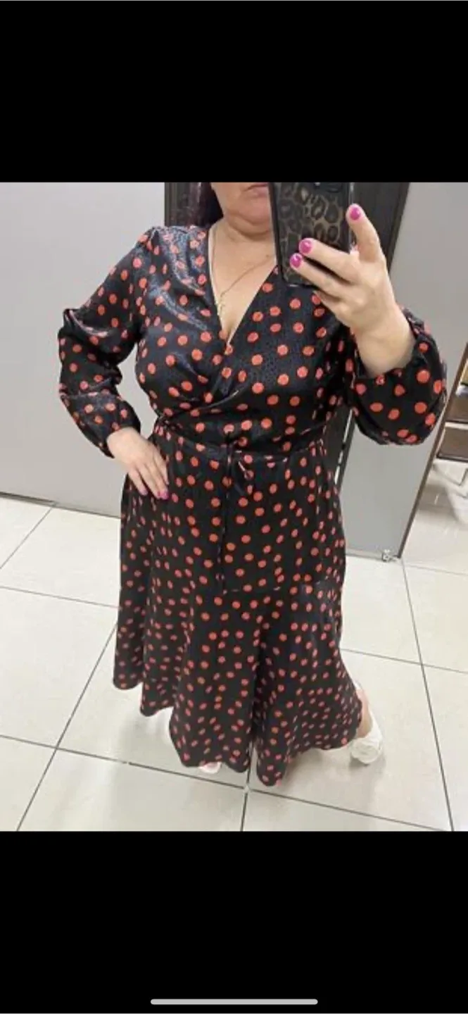 Live Unlimited London Black and Orange Wrap Dress size 14