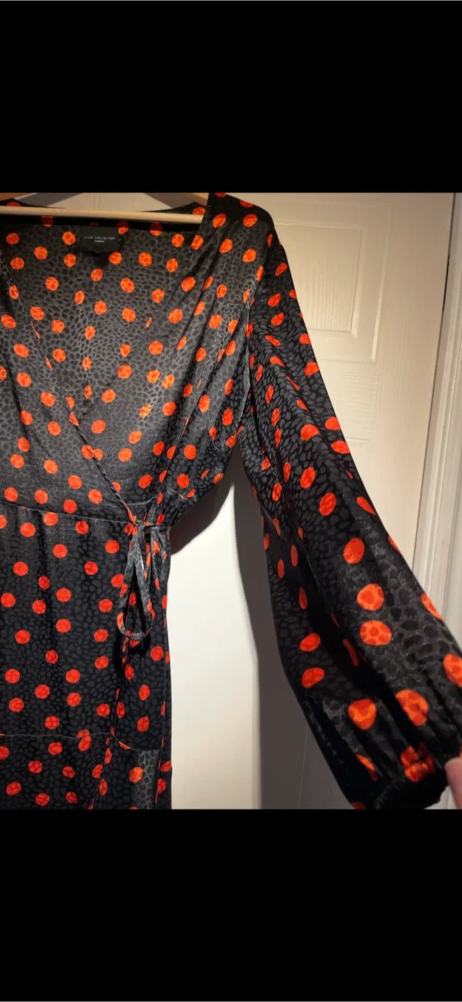 Live Unlimited London Black and Orange Wrap Dress size 14 image indicator(5)